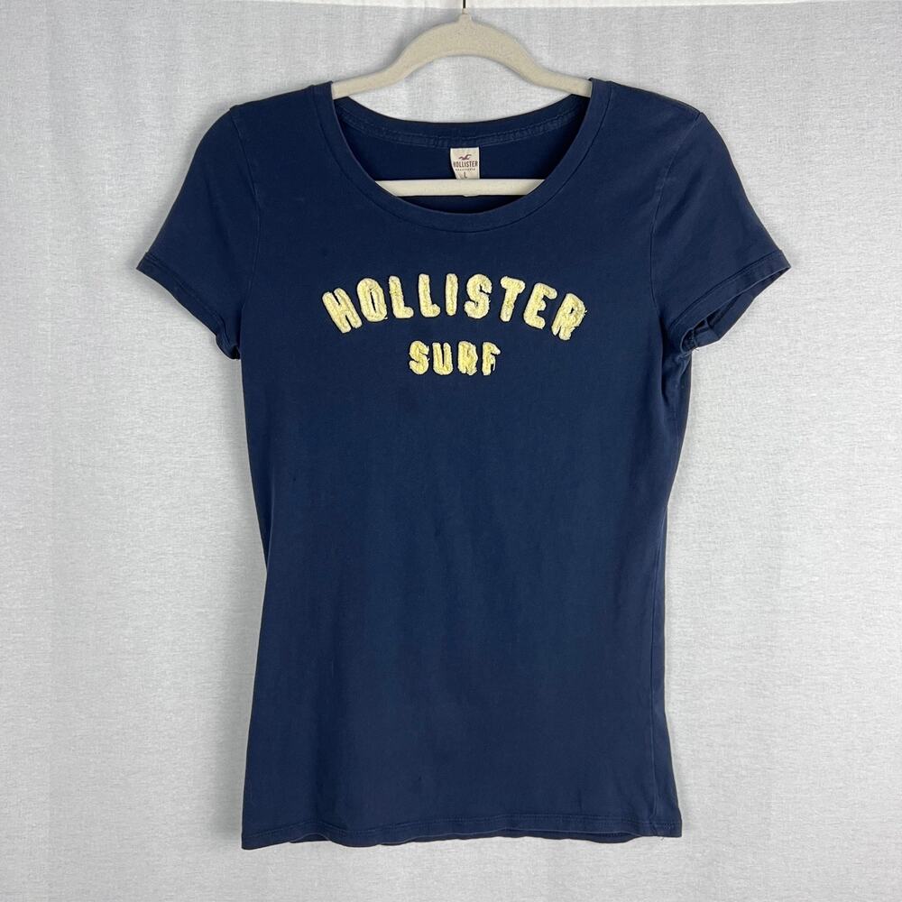 Vintage Y2K Hollister Top Juniors Large Logo Baby Tee Preppy Slim Fitted Grunge